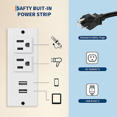 Vanity Desk Table Set with Lighted Mirror, Makeup Table with 3 Drawers & Power Strip