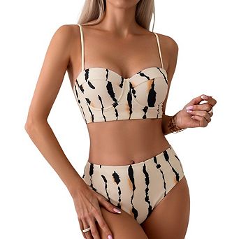 Womens Two-Piece Bikini Set Bating Suit Straps Swimwear Swimsuit