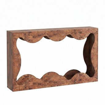 Danolapsi 63" Rustic Console Table, Wave-Shaped Wooden Entryway Table, Sofa Table with Storage