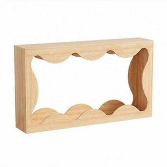 Danolapsi 63" Rustic Console Table, Wave-Shaped Wooden Entryway Table, Sofa Table with Storage