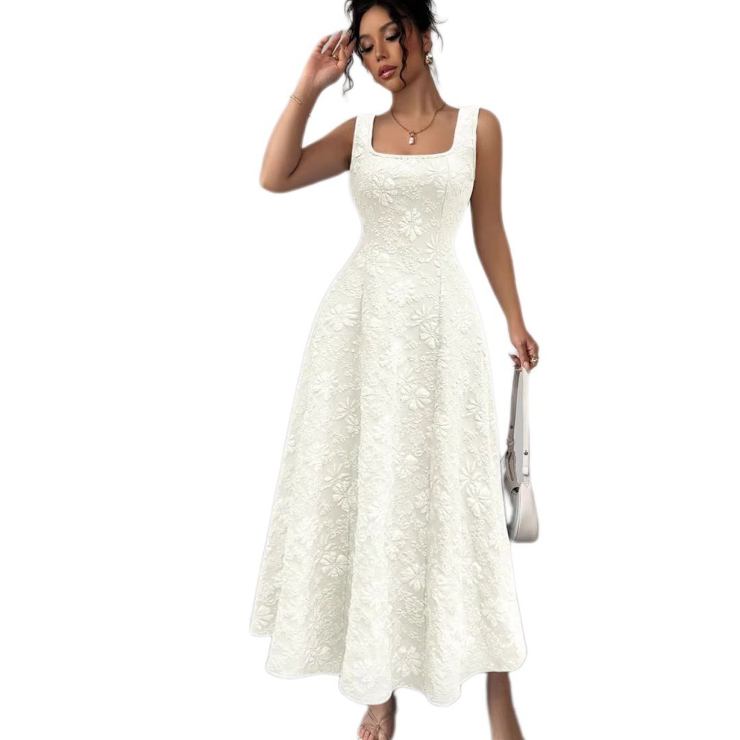 Женские платья Floral Maxi Dress Elegant Square Neck Sleeveless Flowy Tank Dresses