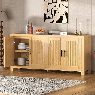 Danolapsi 71" Sideboard Buffet Cabinet with 4 Doors, Modern Farmhouse Coffee Bar Cabinet
