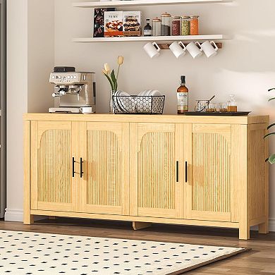 Danolapsi 71" Sideboard Buffet Cabinet with 4 Doors, Modern Farmhouse Coffee Bar Cabinet