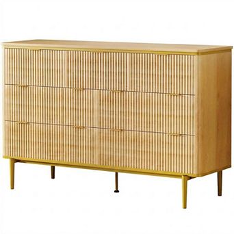 Danolapsi 7 Drawers Dresser for Bedroom, 54" Wide Fluted Chest of Drawers with Gold Metal Handles