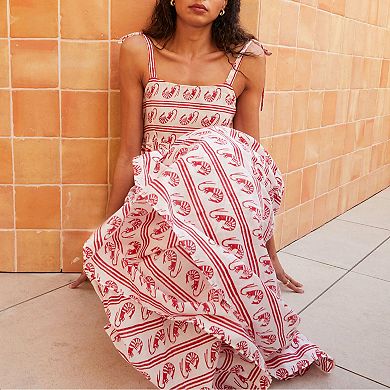 Women's Striped Sleeveless Maxi Dresses Flowy Spaghetti Strap Tie Off Shoulder Boho Sundress