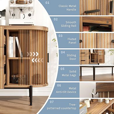 Danolapsi Fluted Sideboard Cabinet,Modern Wood Buffet Cabinet with 6 Drawers &2 Sliding Doors