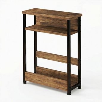 Danolapsi Slim 3 tier Side Table with Storage Shelves & Magazine Rack, End Table for Small Spaces