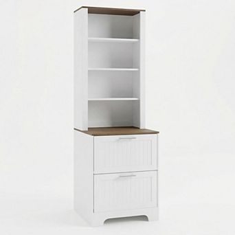 Danolapsi 72" Tall Bookcase with 2 File Drawers, Modern Wood Bookshelf with Adjustable Shelves