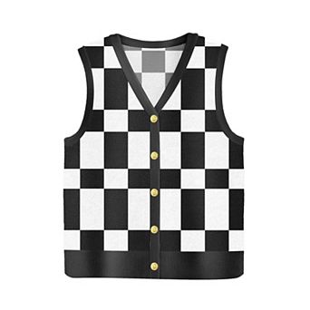 Zeagoo Womens Sleeveless Sweater Tops Striped V Neck Button Down Ribbed Tank Tops Sweater Vest