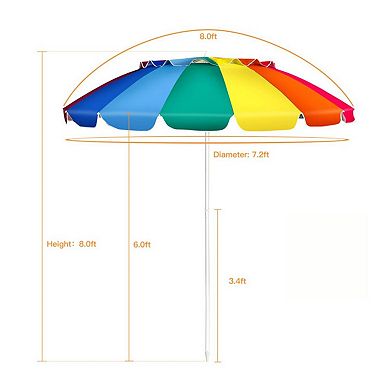 Beach Umbrella with UV Protection, Tilt and Wind-Resistant Frame