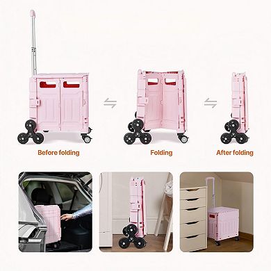 Foldable Utility Cart with Stair-Climbing Swivel Wheels