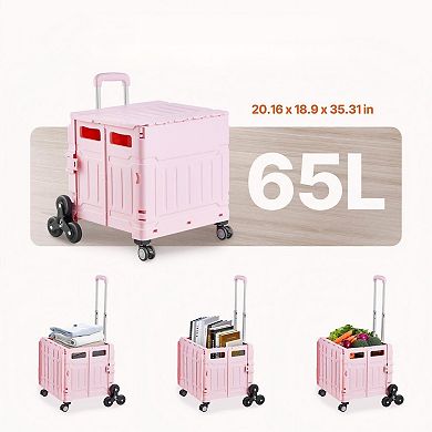 Foldable Utility Cart with Stair-Climbing Swivel Wheels