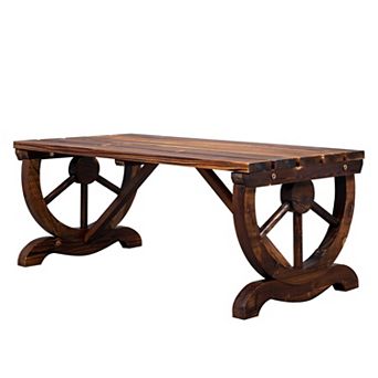 2-Person Rustic Wagon Wheel Outdoor Garden Bench