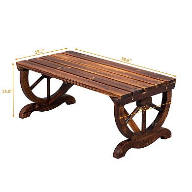 2-Person Rustic Wagon Wheel Outdoor Garden Bench