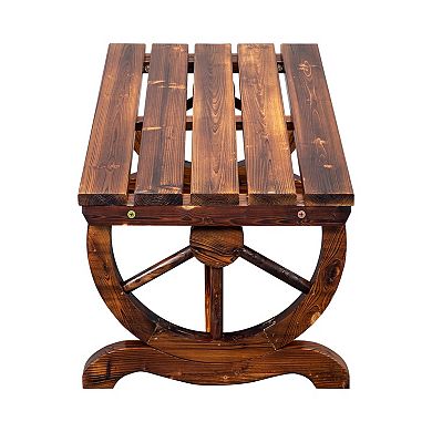 2-Person Rustic Wagon Wheel Outdoor Garden Bench
