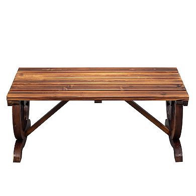 2-Person Rustic Wagon Wheel Outdoor Garden Bench