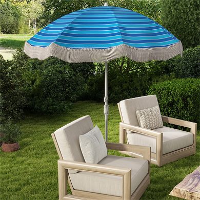 Fringe Patio Umbrella with Tilt and Sand Anchor