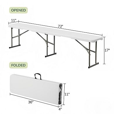 Foldable Outdoor Courtyard Bench with Steel Frame and HDPE Top