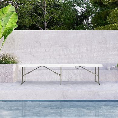 Foldable Outdoor Courtyard Bench with Steel Frame and HDPE Top