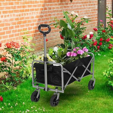 Folding Garden Cart with Steel Frame and Oxford Cloth, 220 lb Capacity