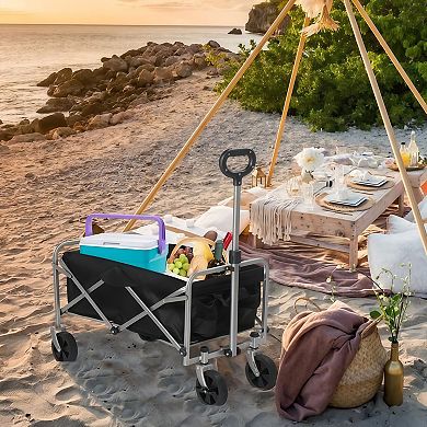 Folding Garden Cart with Steel Frame and Oxford Cloth, 220 lb Capacity