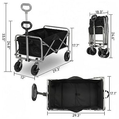 Folding Garden Cart with Steel Frame and Oxford Cloth, 220 lb Capacity