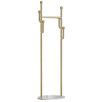 Freestanding Heavy-Duty Clothes Rack with Shelf and Hooks