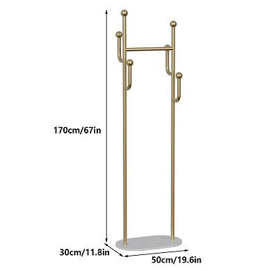 Freestanding Heavy-Duty Clothes Rack with Shelf and Hooks