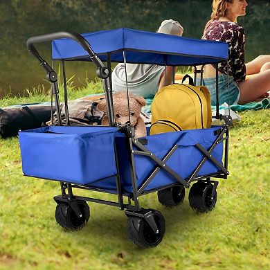 Collapsible Garden Wagon with Removable Canopy and All-Terrain Wheels
