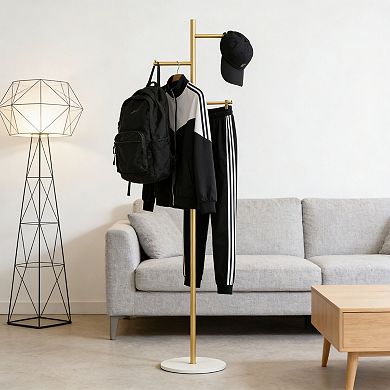 Freestanding Heavy Duty Metal Clothes Rack with Shelf