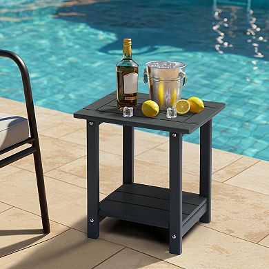 Weather-Resistant 2-Tier Patio End Table