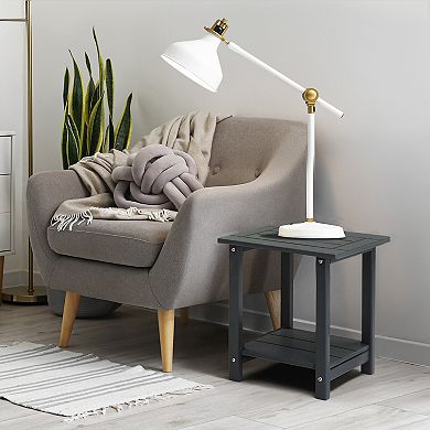 Weather-Resistant 2-Tier Patio End Table