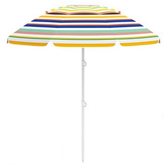 Portable Beach Umbrella with UPF50+ Sun Protection and Easy Tilt Setup