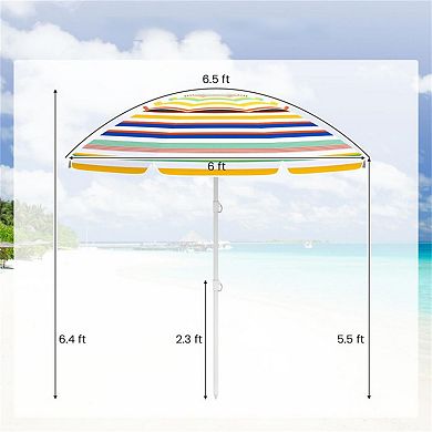 Portable Beach Umbrella with UPF50+ Sun Protection and Easy Tilt Setup