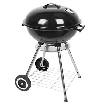 Portable Enamel Charcoal Grill with Lid, Air Vents and Ash Catcher