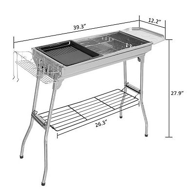 Portable Stainless Steel Charcoal Grill for Home and Camping