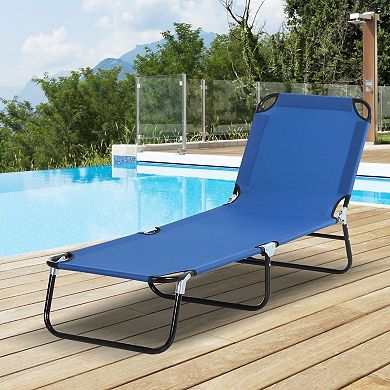 Reclining Folding Poolside Chaise Lounger with Steel Frame