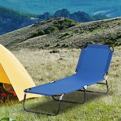 Reclining Folding Poolside Chaise Lounger with Steel Frame