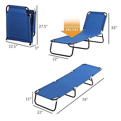 Reclining Folding Poolside Chaise Lounger with Steel Frame