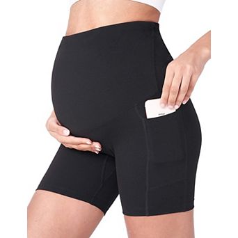Women's Maternity Shorts Over Belly High Waist Summer Workout Yoga Biker Shorts