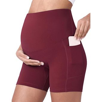 Women's Maternity Shorts Over Belly High Waist Summer Workout Yoga Biker Shorts