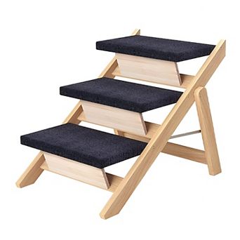 Wooden 3-Step Pet Stairs for Medium Dogs