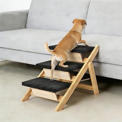 Wooden 3-Step Pet Stairs for Medium Dogs