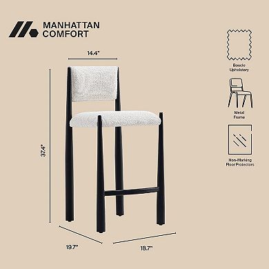 MANHATTAN COMFORT Lennor Boucle Upholstered Metal Counter Stool