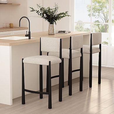 MANHATTAN COMFORT Lennor Boucle Upholstered Metal Counter Stool