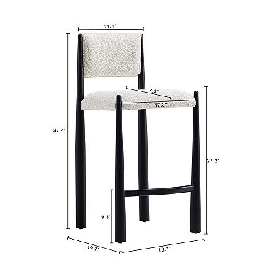 MANHATTAN COMFORT Lennor Boucle Upholstered Metal Counter Stool