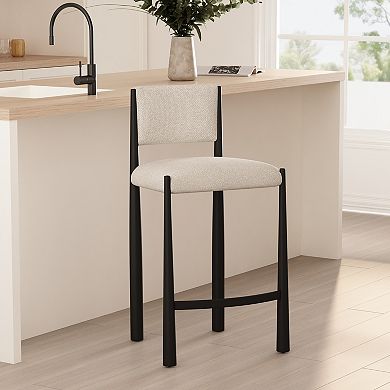 MANHATTAN COMFORT Lennor Boucle Upholstered Metal Counter Stool