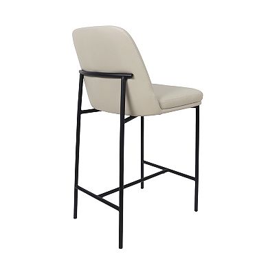 MANHATTAN COMFORT Loft Faux Leather Upholstered Metal Counter Stool Set of 2