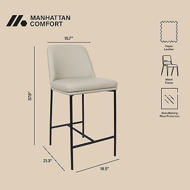 MANHATTAN COMFORT Loft Faux Leather Upholstered Metal Counter Stool Set of 2