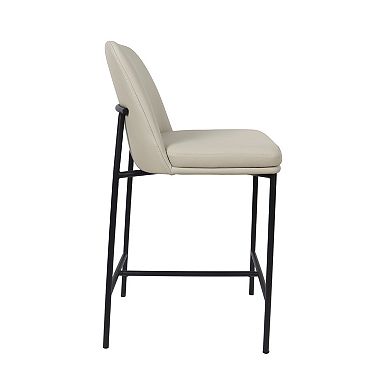 MANHATTAN COMFORT Loft Faux Leather Upholstered Metal Counter Stool Set of 2